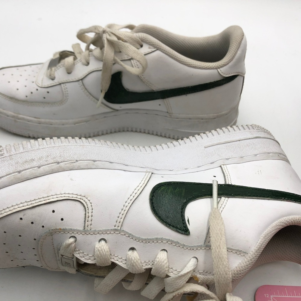 Nike Air Force 1 Low Custom Great Wave White Leather Sneakers 314192-117 Size 7Y - Picture 5 of 9